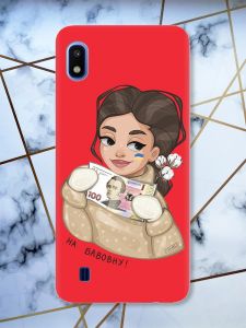 Матовий червоний чохол на Samsung Galaxy A10 (2019) A105 На бавовну (патріотичний принт 217)