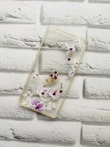 Силіконовий прозорий чохол з малюнком, прикрашений камінням, для Meizu U20 Орхідеї