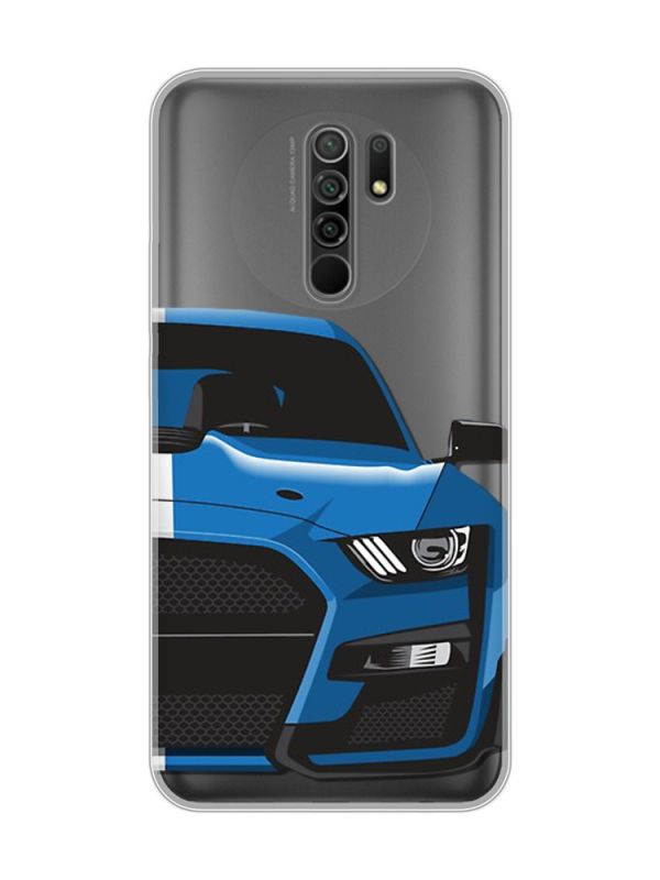 Прозорий чохол на Xiaomi Redmi 9 Авто синє (принт 229)