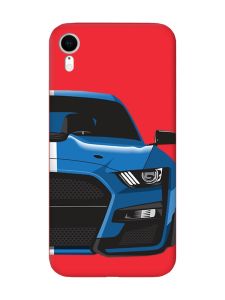 Матовий червоний чохол на Apple iPhone XR Авто синє (принт 229)