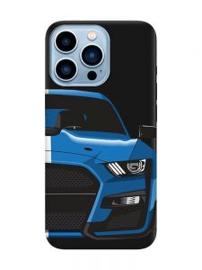 Матовий чорний чохол на Apple iPhone 13 Pro Max Авто синє (принт 229)