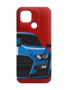 Матовий червоний чохол на Xiaomi Redmi 10C Авто синє (принт 229)