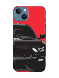 Матовий червоний чохол на Apple iPhone 13 Авто чорне (принт 232)