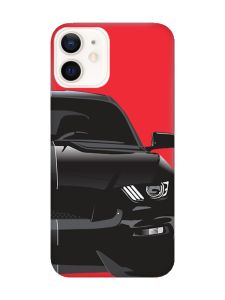 Матовий червоний чохол на Apple iPhone 12 / 12 Pro (6.1) Авто чорне (принт 232)