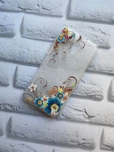 Силіконовий прозорий чохол з камінням Meizu M5c :: Сині квіти