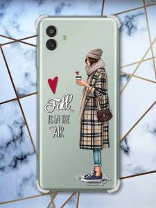 Чохол з потовщеними кутами на Samsung Galaxy M13 5G Дівчина з кавою (принт 59)