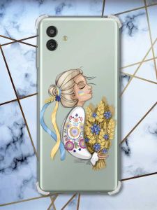 Чохол з потовщеними кутами на Samsung Galaxy M13 5G Українка з колосками (принт 173)