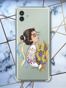 Чохол з потовщеними кутами на Samsung Galaxy M13 5G Українка з колосками (принт 172)