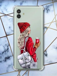 Чохол з потовщеними кутами на Samsung Galaxy M13 5G рельєфний дизайн Дівчина з рюкзаком принт 9