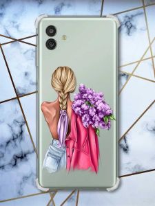Чохол з потовщеними кутами на Samsung Galaxy M13 5G Дівчина з бузком (принт 7)