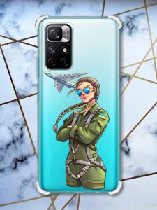 Чохол з потовщеними кутами на Xiaomi Redmi Note 11 4G Дівчина-пілот (патріотичний принт 6)