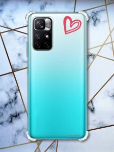 Чохол з потовщеними кутами на Xiaomi Redmi Note 11 4G рельєфний дизайн Сердечко червоне принт 46