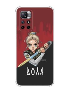 Чохол з потовщеними кутами на Xiaomi Redmi Note 11 4G патріотичний дизайн Українська захисниця принт 171