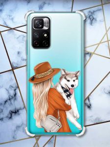 Чохол з потовщеними кутами на Xiaomi Redmi Note 11 4G Дівчина з песиком (принт 115)