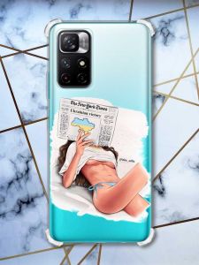 Чохол з потовщеними кутами на Xiaomi Redmi Note 11 4G Дівчина з газетою (принт 31)