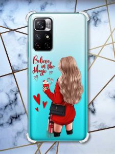 Чохол з потовщеними кутами на Xiaomi Redmi Note 11 4G Дівчина з кавою (принт 137)