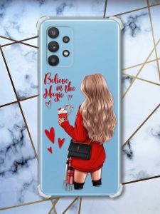 Чохол з потовщеними кутами на Samsung Galaxy A32 Дівчина з кавою (принт 137)