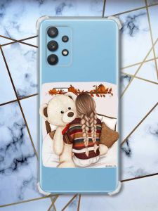 Чохол з потовщеними кутами на Samsung Galaxy A32 Дівчинка з ведмедиком (принт 117)