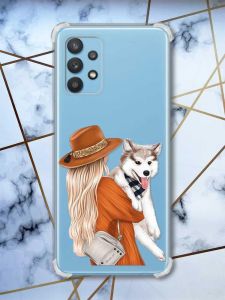 Чохол з потовщеними кутами на Samsung Galaxy A32 Дівчина з песиком (принт 115)