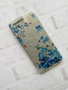 Силіконовий чохол з блискучою вставкою для Huawei P10 Незабудки на срібному