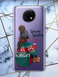 Прозорий чохол на Xiaomi Redmi Note 9T/Redmi Note 9 5G Дівчина з кавою принт: 136