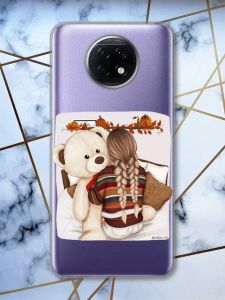 Прозорий чохол на Xiaomi Redmi Note 9T/Redmi Note 9 5G Дівчинка з ведмедиком (принт: 117)