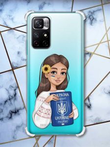 Чохол з потовщеними кутами на Xiaomi Redmi Note 11 4G Дівчина з паспортом (принт: 12)