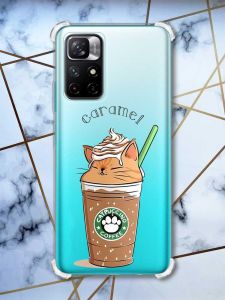 Чохол з потовщеними кутами на Xiaomi Redmi Note 11 4G дизайн Капучіно котик принт: 97
