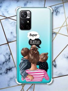 Чохол з потовщеними кутами на Xiaomi Redmi Note 11 4G рельєфний дизайн Супер Мама принт: 29
