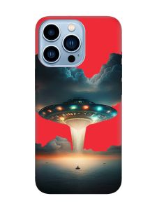 Матовий червоний чохол на Apple iPhone 13 Pro Max Тарілка UFO (принт 241)