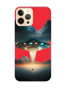 Матовий червоний чохол на Apple iPhone 12 Pro Max Тарілка UFO (принт 241)