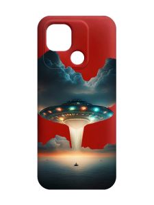 Матовий червоний чохол на Xiaomi Redmi 10C Тарілка UFO (принт 241)