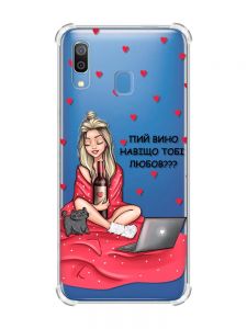 Чохол з потовщеними кутами на Samsung Galaxy A30 (2019) / A20 (2019) Дівчина з вином (принт 220)
