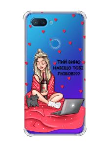 Чохол із потовщеними кутами на Xiaomi Mi 8 Lite Дівчина з вином (принт 220)