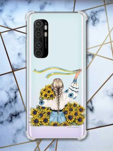 Чохол з потовщеними кутами на Xiaomi Mi Note 10 Lite :: Дівчина зі стрічкою (патріотичний принт 25)