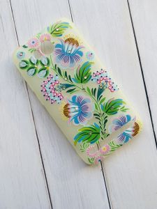 Силіконовий матовий чохол, прикрашений камінням, для Huawei Y3-II Y3-2 Зелено-голубі квіти