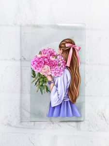 Обкладинка на паспорт книжечку :: Дівчина з пивоніями (принт 11)