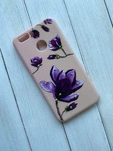 Силіконовий чохол з малюнком та камінням для Huawei Nova 2 Лотос фіолетовий