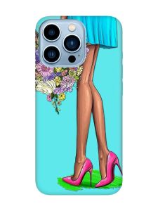 Матовий бірюзовий чохол на Apple iPhone 13 Pro Max :: Квітковий настрій (принт 226)