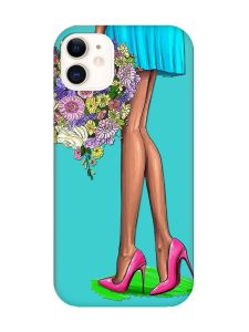 Матовий бірюзовий чохол на Apple iPhone 11 (6.1) :: Квітковий настрій (принт 226)