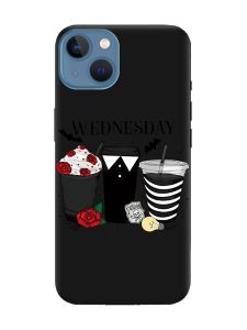 Матовий чорний чохол на Apple iPhone 13 Коктейлі. Венздей (принт 216)