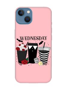 Матовий рожевий чохол на Apple iPhone 13 Коктейлі. Венздей (принт 216)