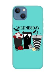 Матовий бірюзовий чохол на Apple iPhone 13 Коктейлі. Венздей (принт 216)