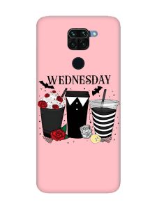 Матовий рожевий чохол на Xiaomi Redmi Note 9 Коктейлі. Венздей (принт 216)