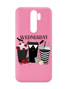 Матовий рожевий чохол на Xiaomi Redmi Note 8 Pro Коктейлі. Венздей (принт 216)