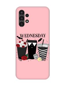Матовий рожевий чохол на Samsung A13 4G Коктейлі. Венздей (принт 216)