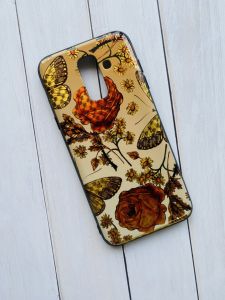 Силіконовий чохол із малюнком для Samsung Galaxy А6 Plus Рози оранжеві на бежевому