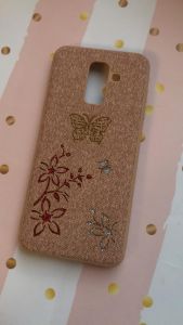 Силіконовий чохол з тканинною обшивкою для Samsung Galaxy А6 Plus Метелик на коричневому