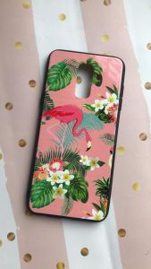Пластиковий глянсовий чохол для Samsung Galaxy А6 Plus Фламінго на рожевому