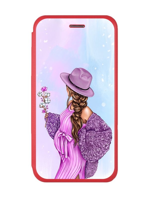 Чохол-книжка з малюнком для Samsung Galaxy A03s Червоний; В очікуванні дівчинки (принт 223)